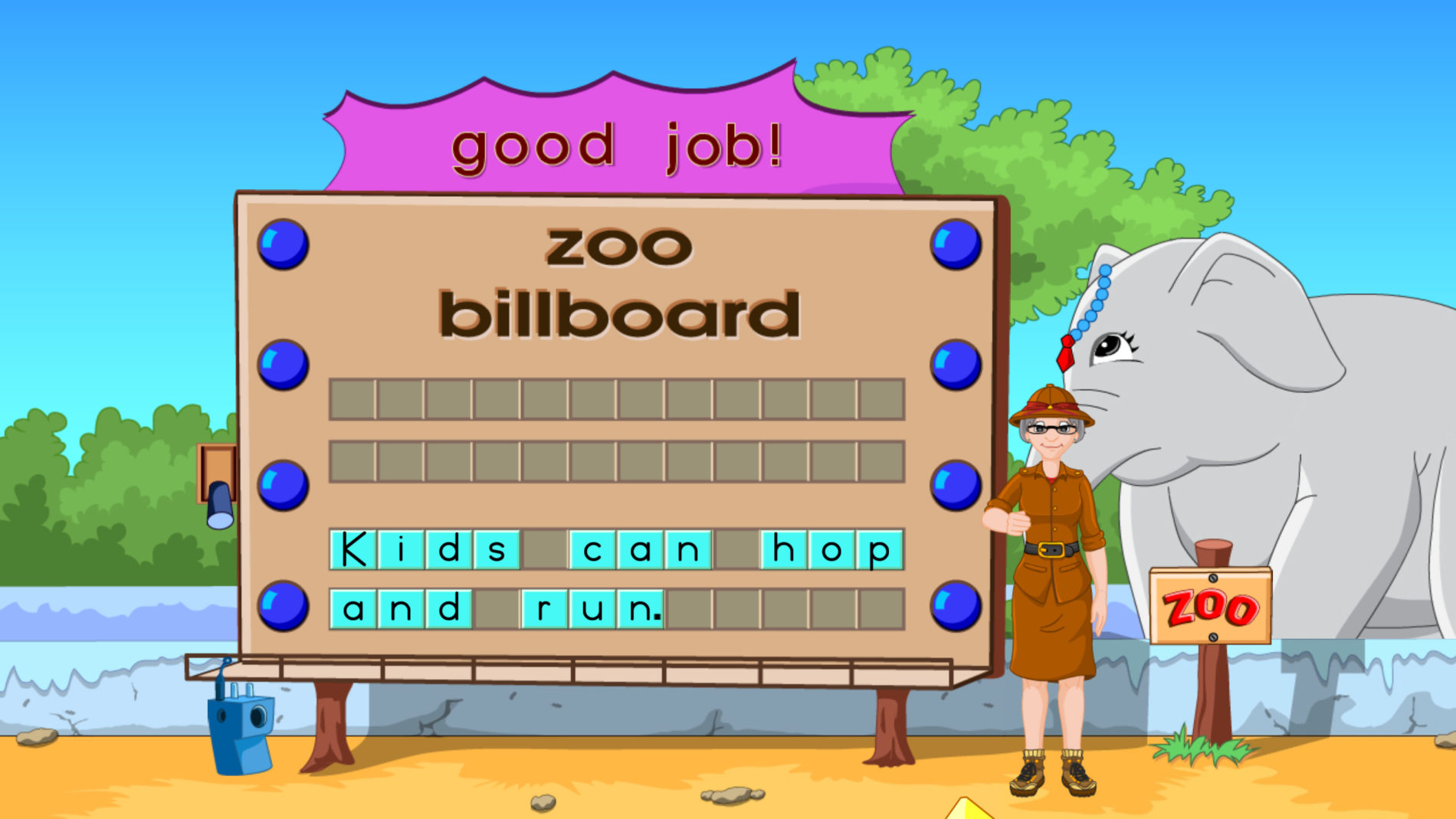 Read and Spell with Zoophonics Game 09 Zoo Billboard MixUp Zoo